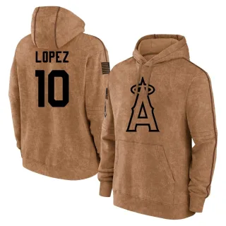 Men's Los Angeles Angels Jack Lopez Brown 2023 Salute to Service Club Pullover Hoodie