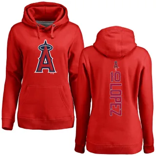 Women's Los Angeles Angels Jack Lopez Red Backer Pullover Hoodie
