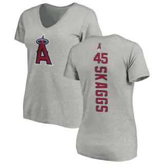 Women's Los Angeles Angels Tyler Skaggs Ash Backer Slim Fit T-Shirt